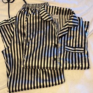 Women's Black and White Striped Pajama Set by Bella Sleep + Spa